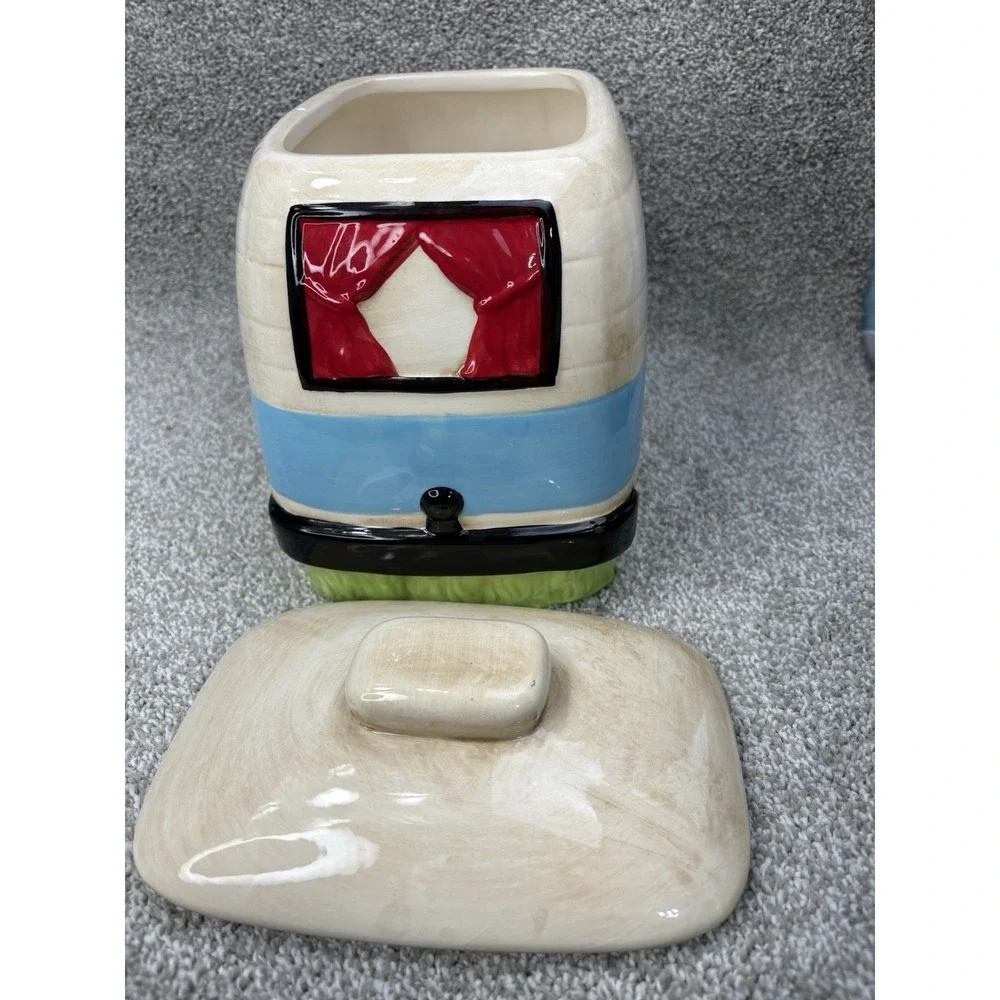 Creative Co-op Happy Camper Cookie Jar Kellie Montana Ceramic Camper R V Kitchen